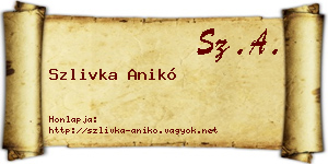 Szlivka Anikó névjegykártya